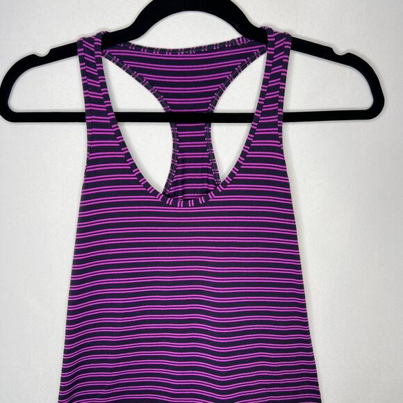 Lululemon Purple Navy Striped Swiftly Tech Racerback Tank Top Womens Size 4 - Picture 2 of 8